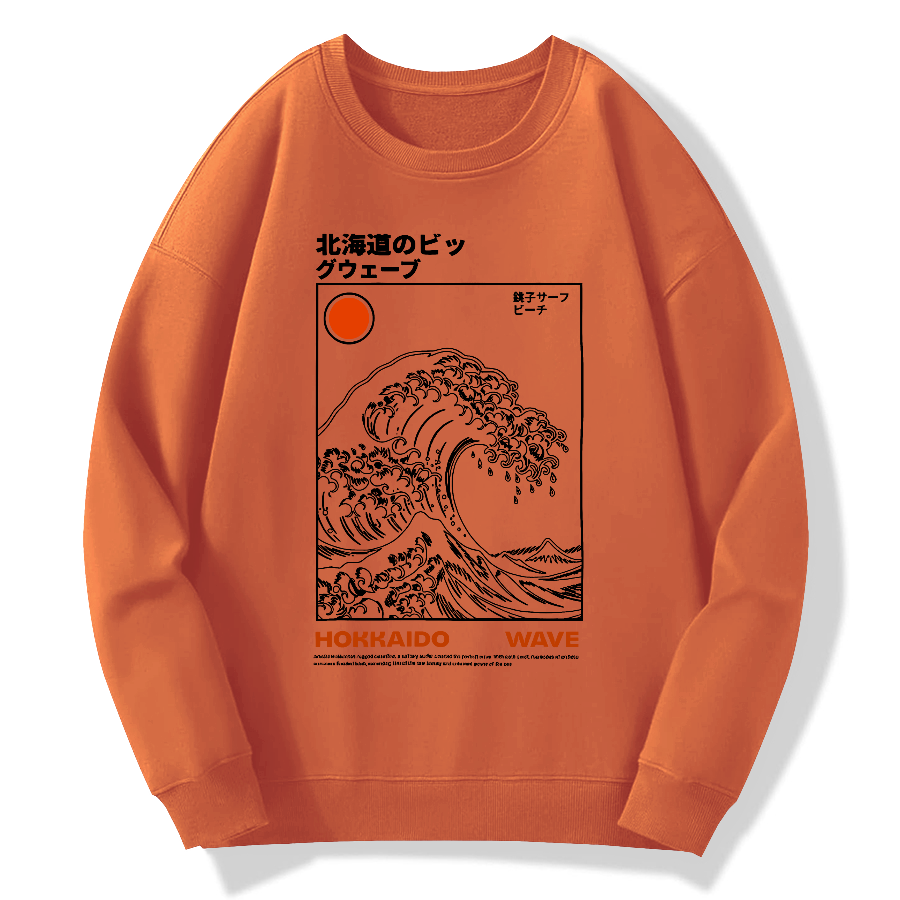 Kanagawa Retro Cotton Pullover Sweatshirt