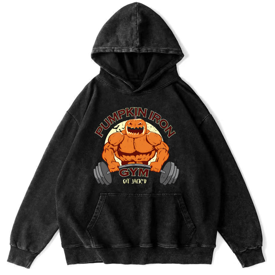 Pumping Iron Vintage Washed Hoodie-Zazasy