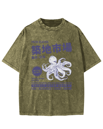 Japan's Tsukiji Market Vintage Washed T-shirt-Zazasy