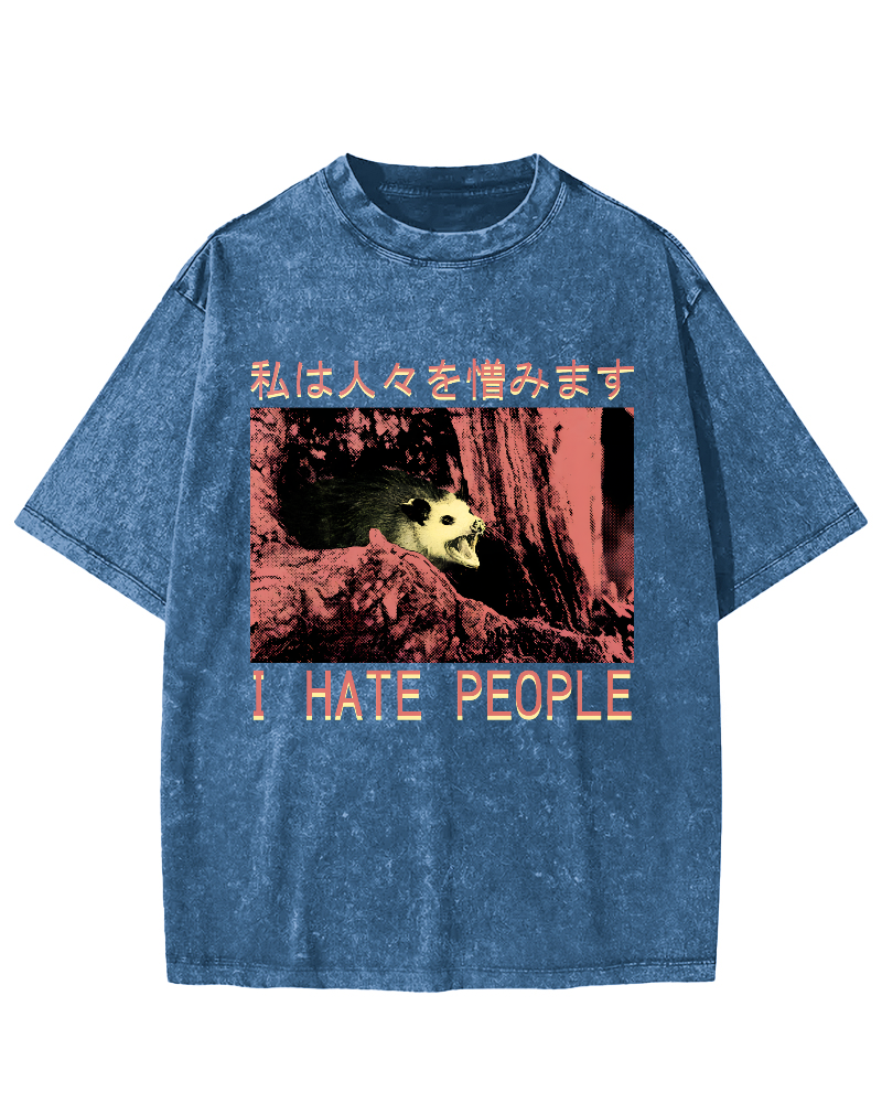 I Hate People Vintage Distressed T-shirt-Zazasy
