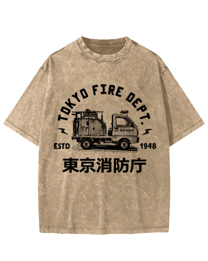 Tokyo Fire Department Vintage Washed T-shirt-Zazasy