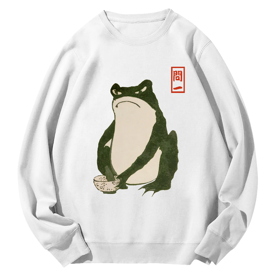 Ask a Japanese frog Round Neck Sweatshirt-Zazasy