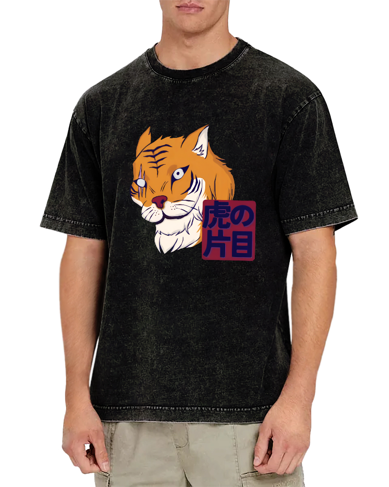 Japanese Tiger Vintage Washed T-shirt-Zazasy