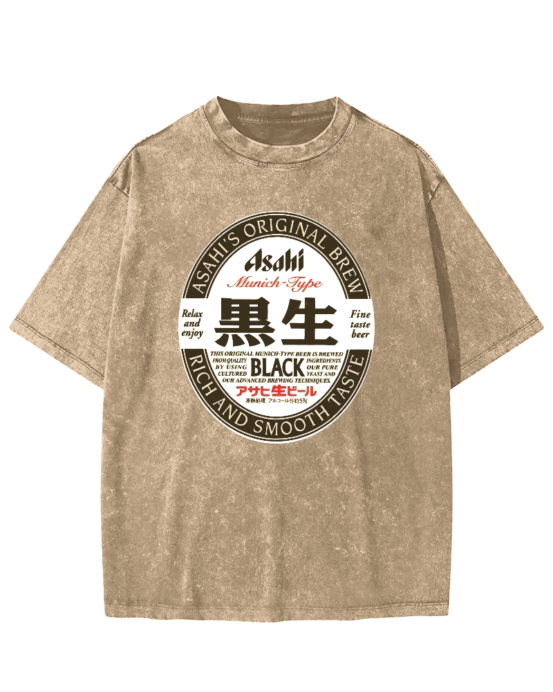 Asahi Nama Beer Black Vintage Washed T-shirt