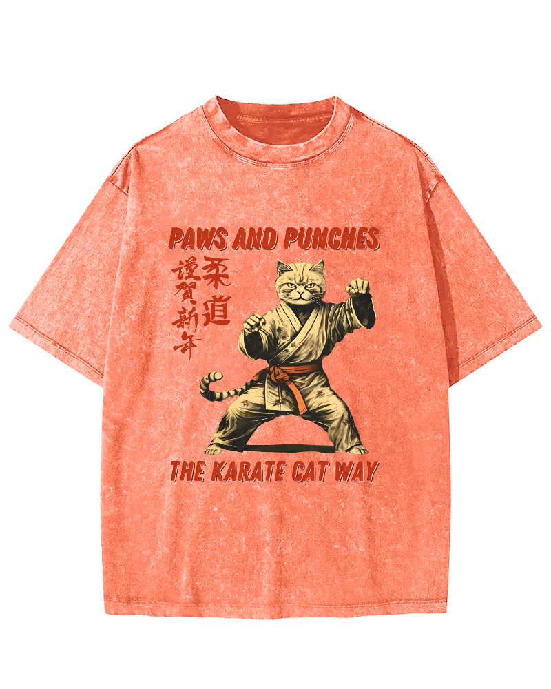 Japanese Judo Kung Fu Vintage Washed T-shirt-Zazasy