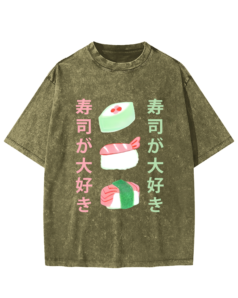 Delicious Sushi in Japan Vintage Washed T-shirt-Zazasy