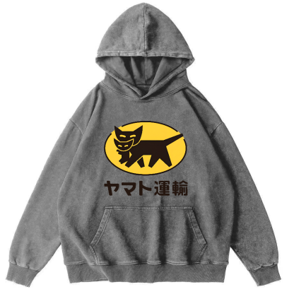 Japanese Cat Pattern Vintage Distressed Hoodie-Zazasy