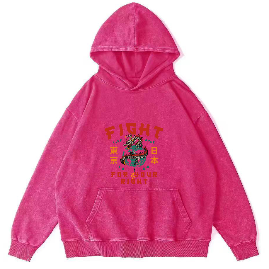 Tokyo Dragon Pattern Japanese Style Vintage Distressed Hoodie-Zazasy