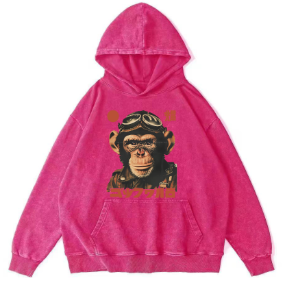 Gorilla Japanese Vintage Distressed Hoodie-Zazasy