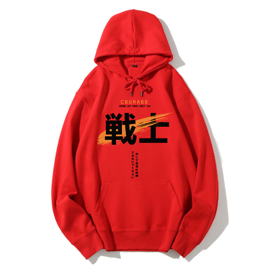 Warrior Japanese Hanzi Cotton Hoodie