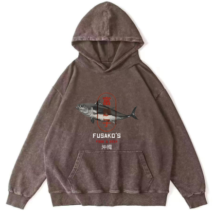 Seafood Market Japanese style washed hoodie-Zazasy