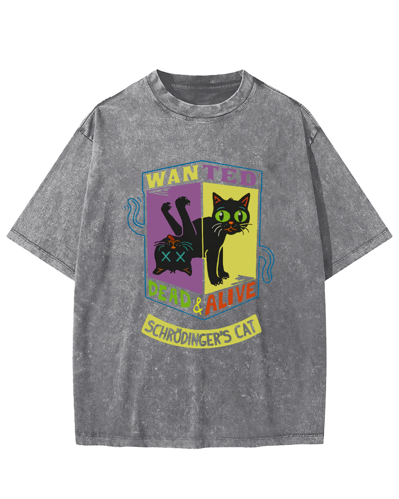 Schrodingers Cat Vintage Washed T-shirt-Zazasy
