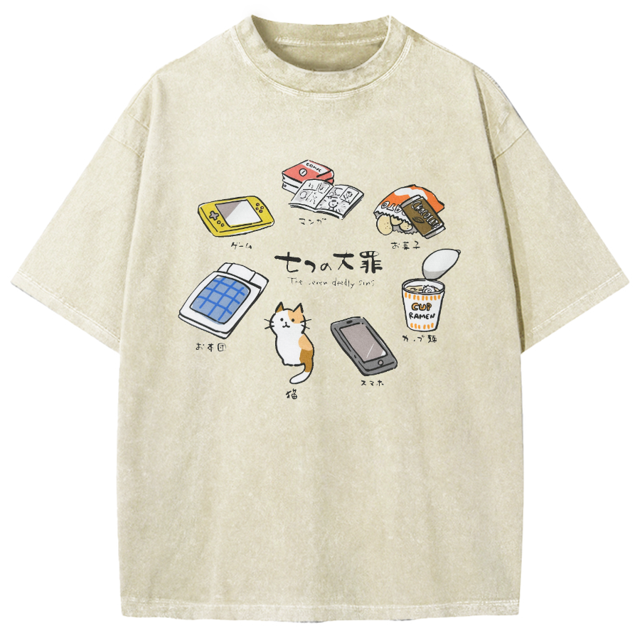 The Seven Deadly Sins Japanese Vintage Washed T-shirt