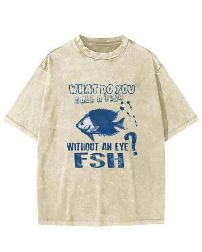 Retro Slogan Fish Pattern Vintage Distressed T-shirt-Zazasy
