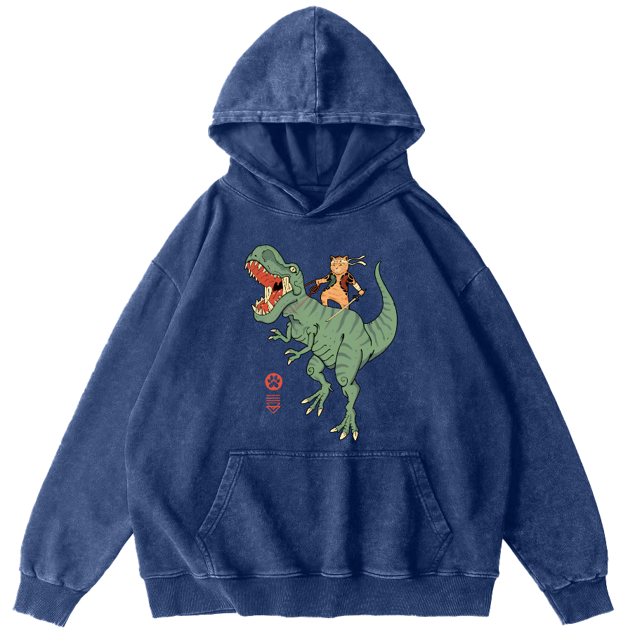 Samurai in Battle, Japanese Style Vintage Distressed Hoodie-Zazasy