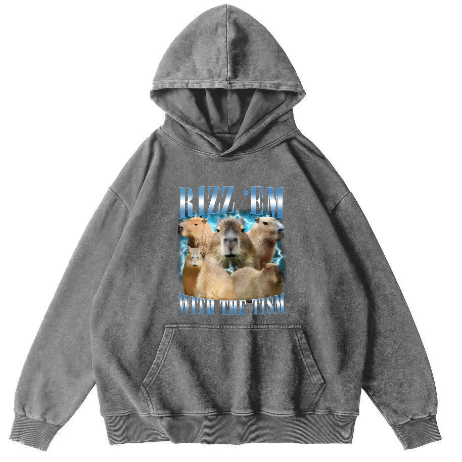Rizz Em With The Tish Vintage Washed Hoodie-Zazasy