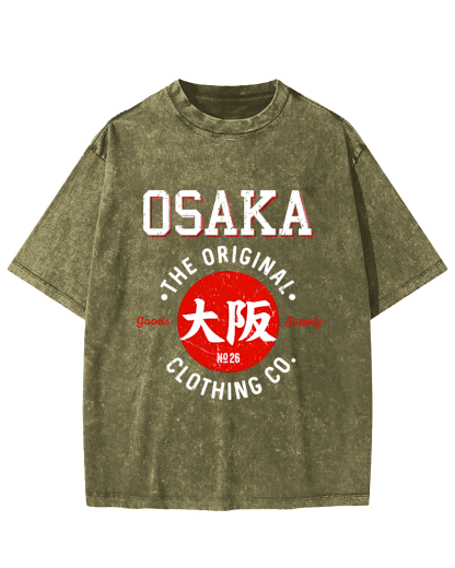 Osaka Script in Japan Vintage Washed T-shirt-Zazasy