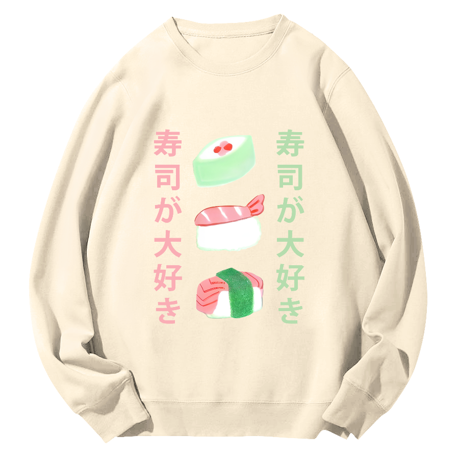 Delicious Sushi Round Neck Sweatshirt-Zazasy