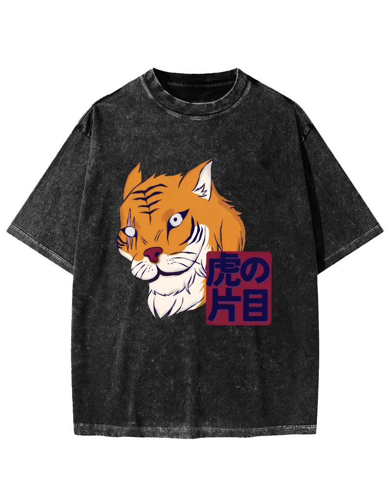 Japanese Tiger Vintage Washed T-shirt-Zazasy
