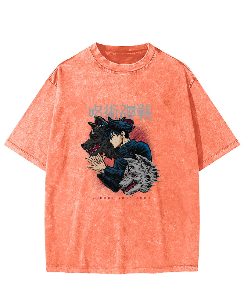 Cartoon Animal Pattern Japanese Style Vintage Distressed T-shirt-Zazasy