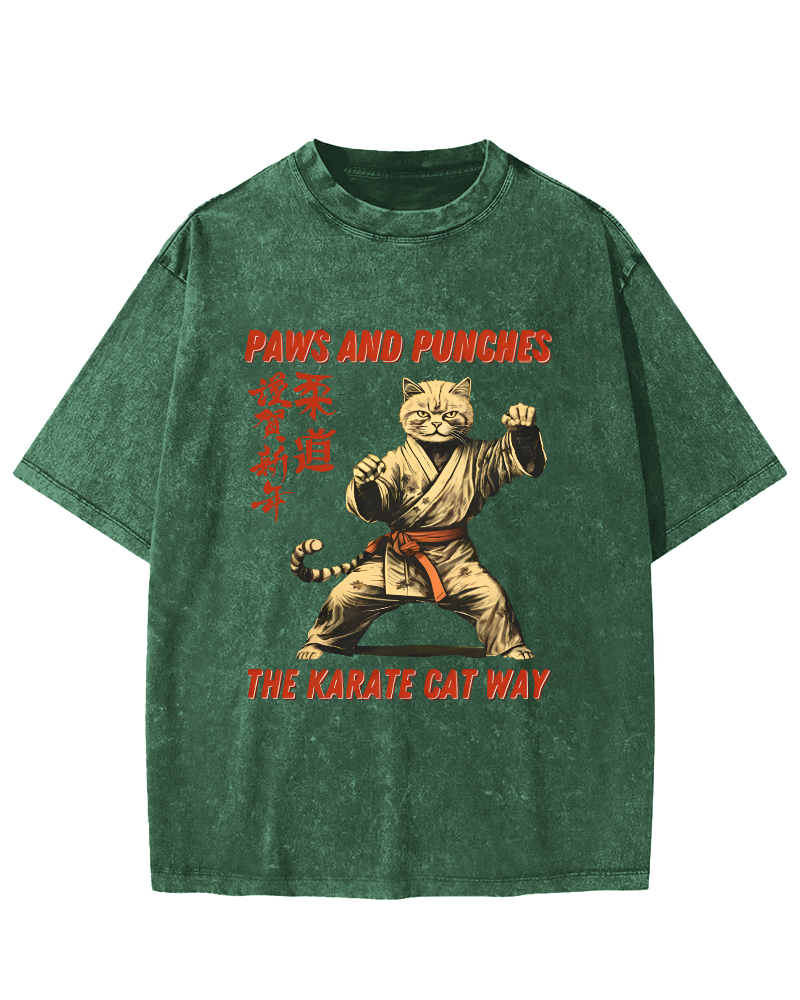Japanese Judo Kung Fu Vintage Washed T-shirt-Zazasy