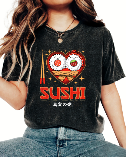 My favorite Sushi Vintage Washed T-shirt-Zazasy