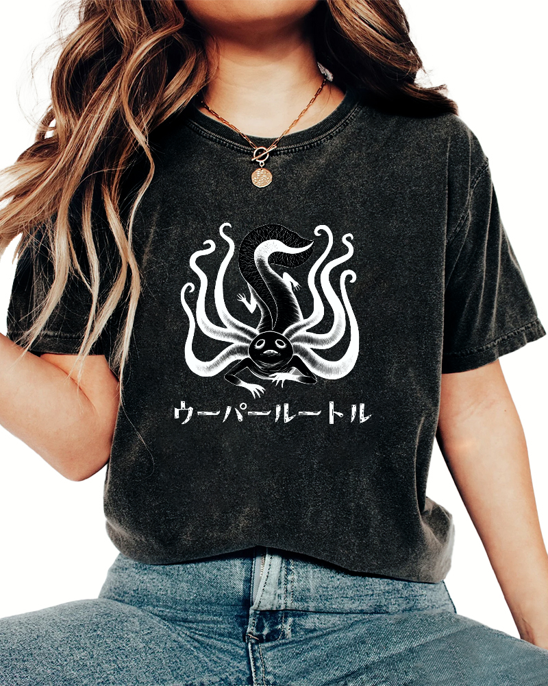 Japanese Personalized Octopus Pattern Vintage Distressed T-shirt-Zazasy
