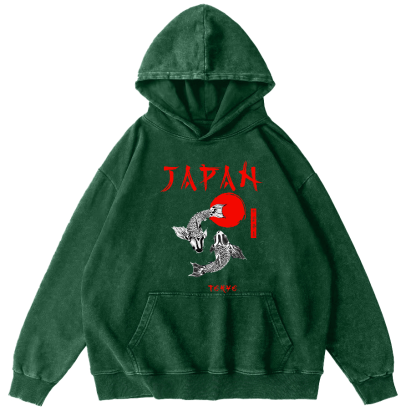 Japanese Koi Fish Vintage Distressed Hoodie-Zazasy