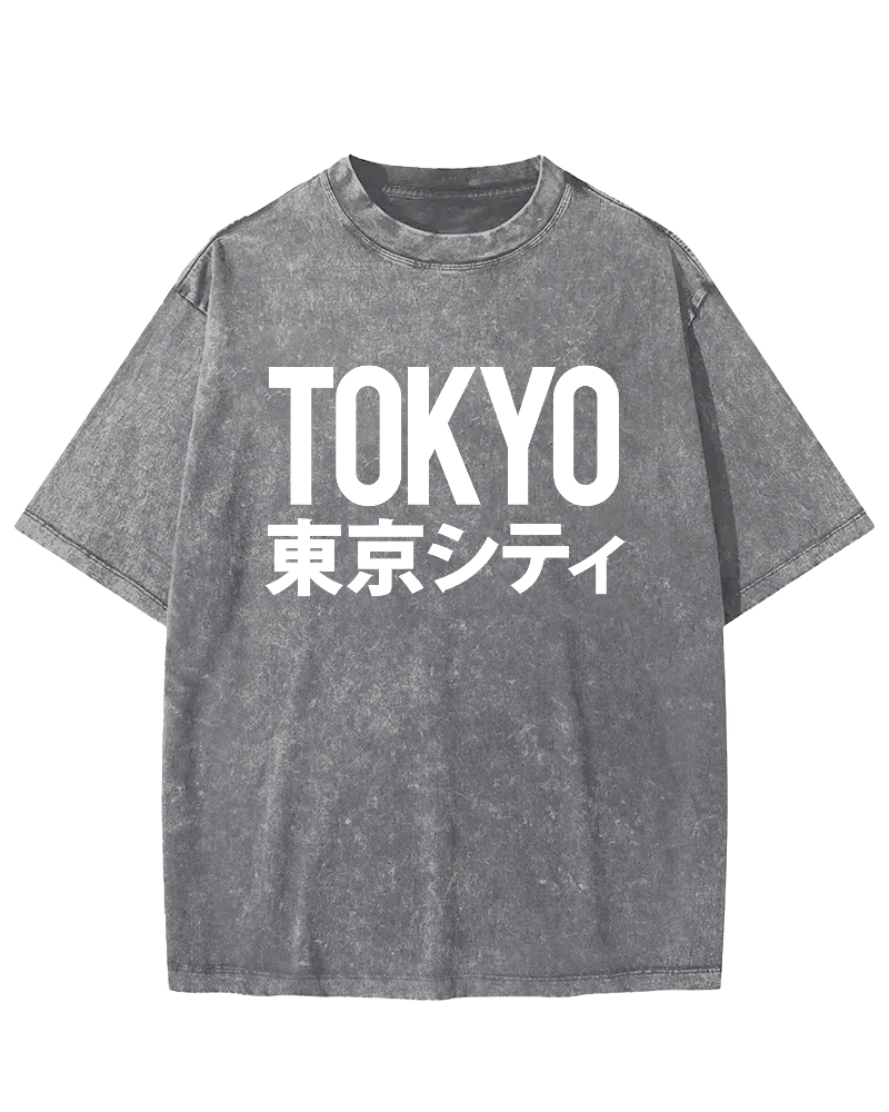 Tokyo Script in Japan Vintage Washed T-shirt-Zazasy