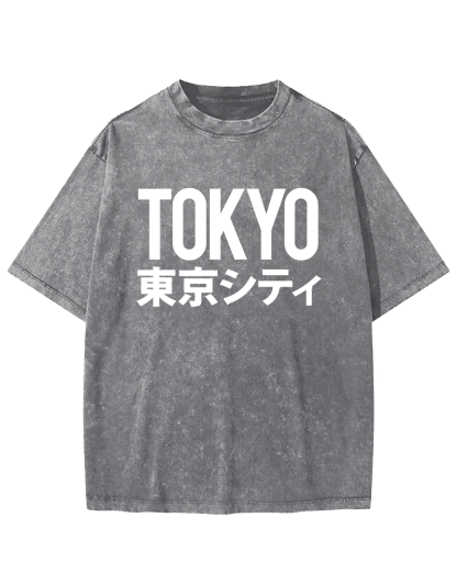 Tokyo Script in Japan Vintage Washed T-shirt-Zazasy