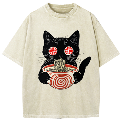 Dizzy Ramen Cat Vintage Washed T-shirt
