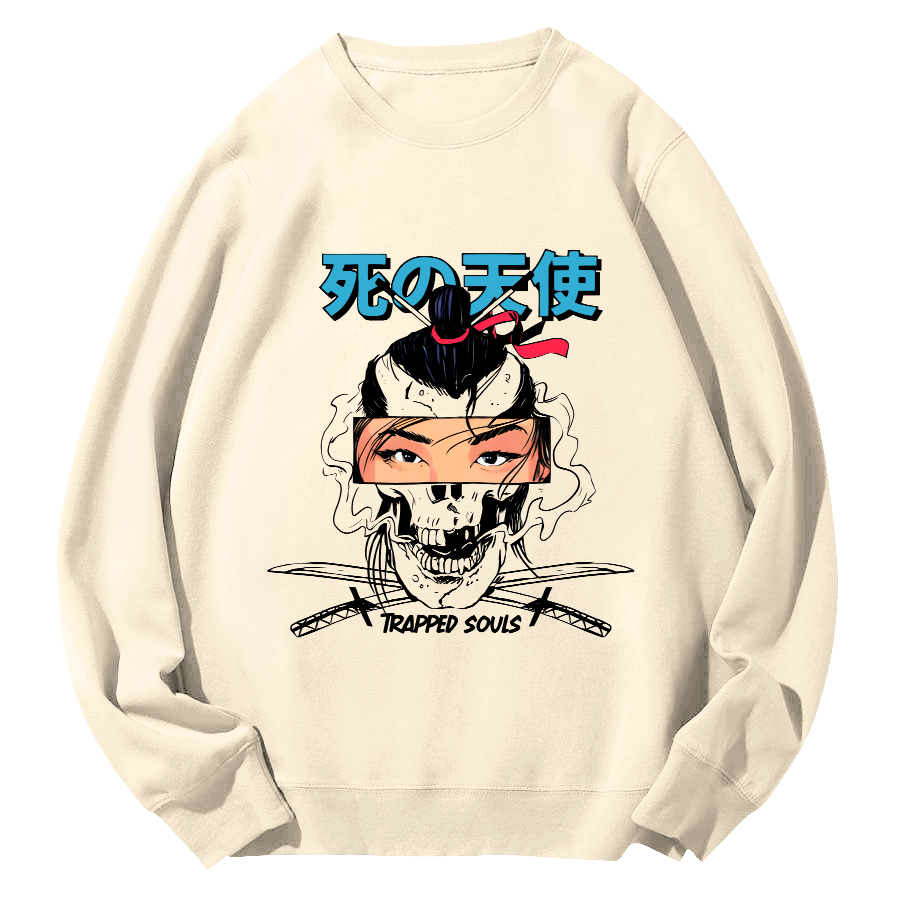 Japanese Angel Anime Round Neck Sweatshirt-Zazasy