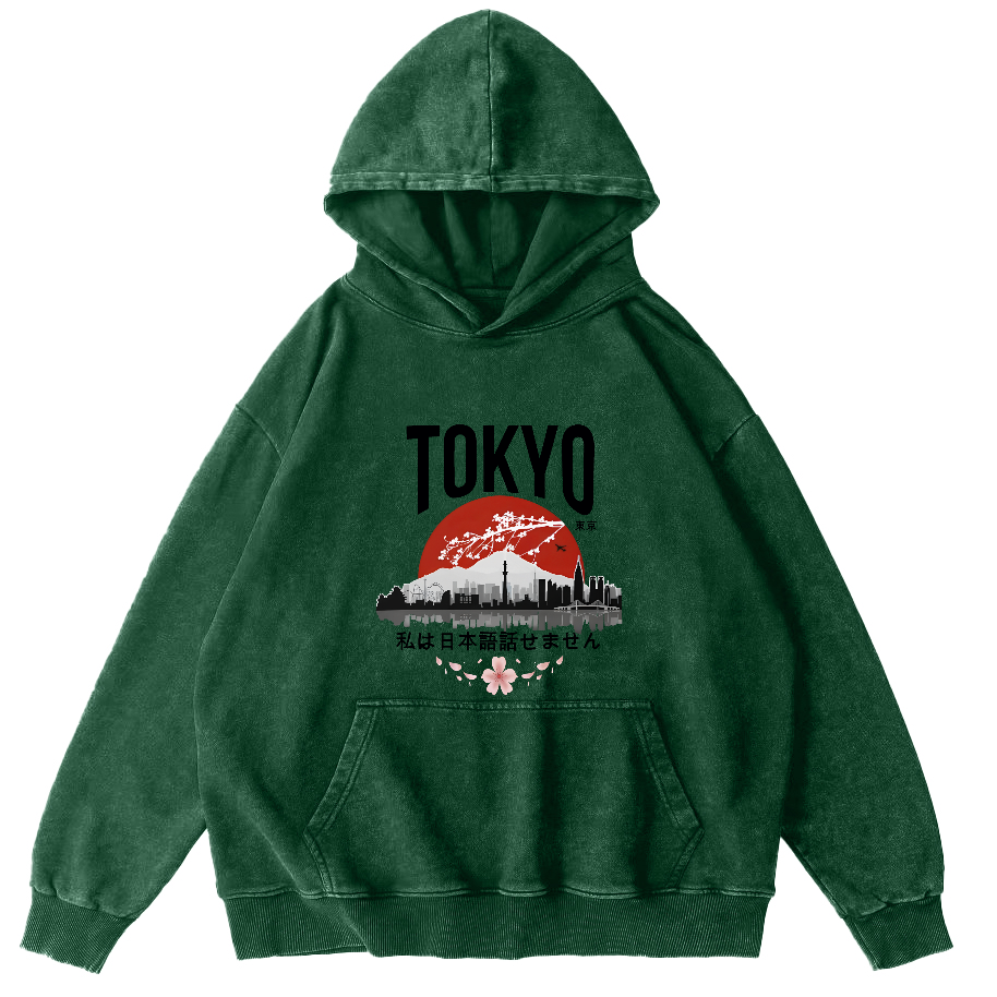Tokyo City Scenery Vintage Distressed Hoodie-Zazasy