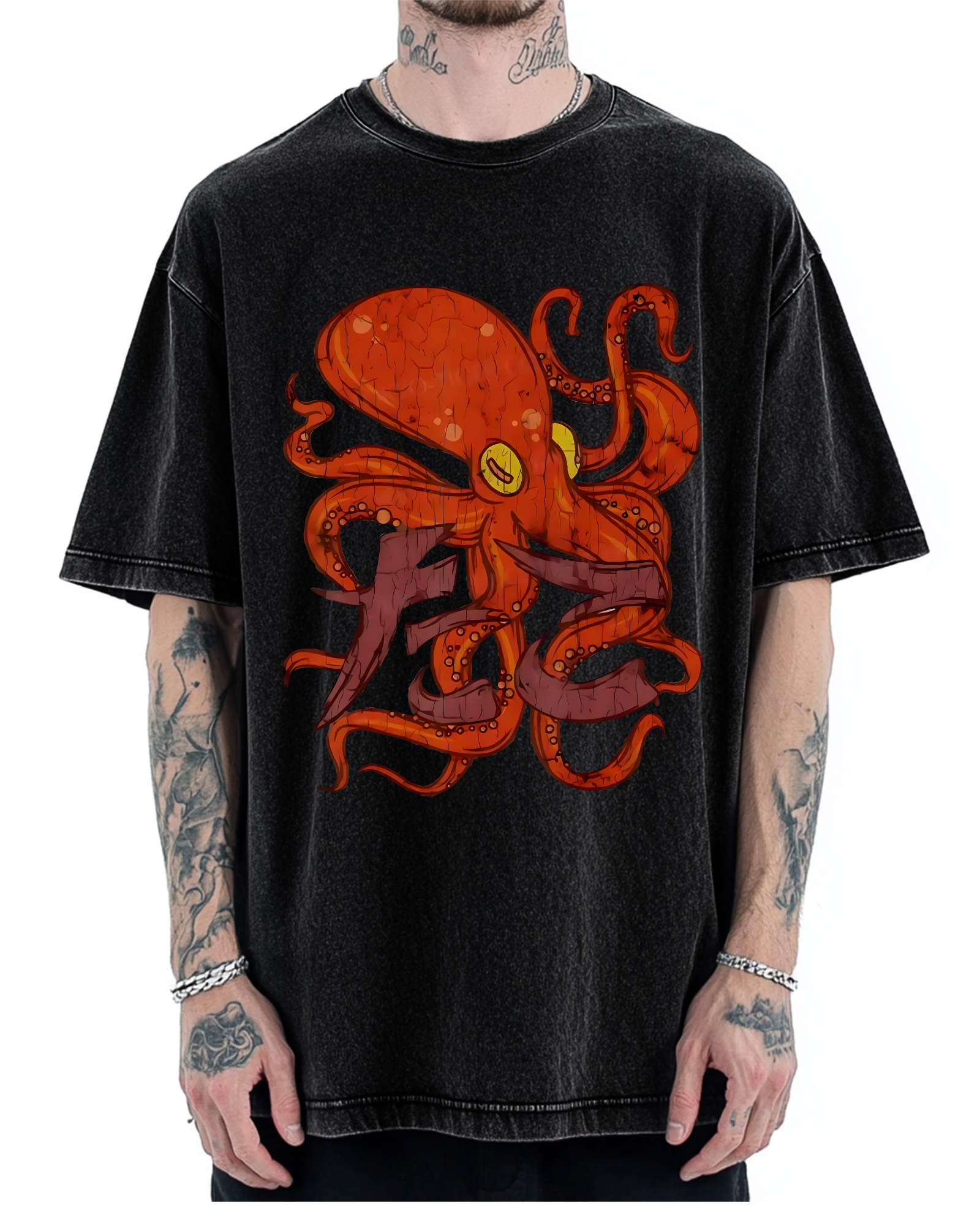 Red deep sea giant octopus Vintage Washed T-shirt