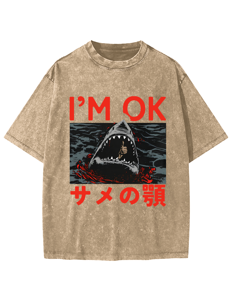 IM OK Japanese Style Vintage Washed T-shirt-Zazasy