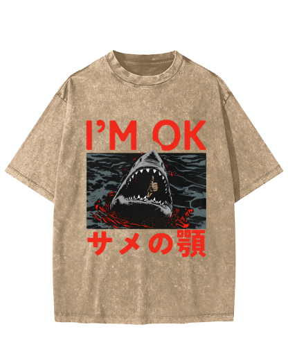 IM OK Japanese Style Vintage Washed T-shirt-Zazasy