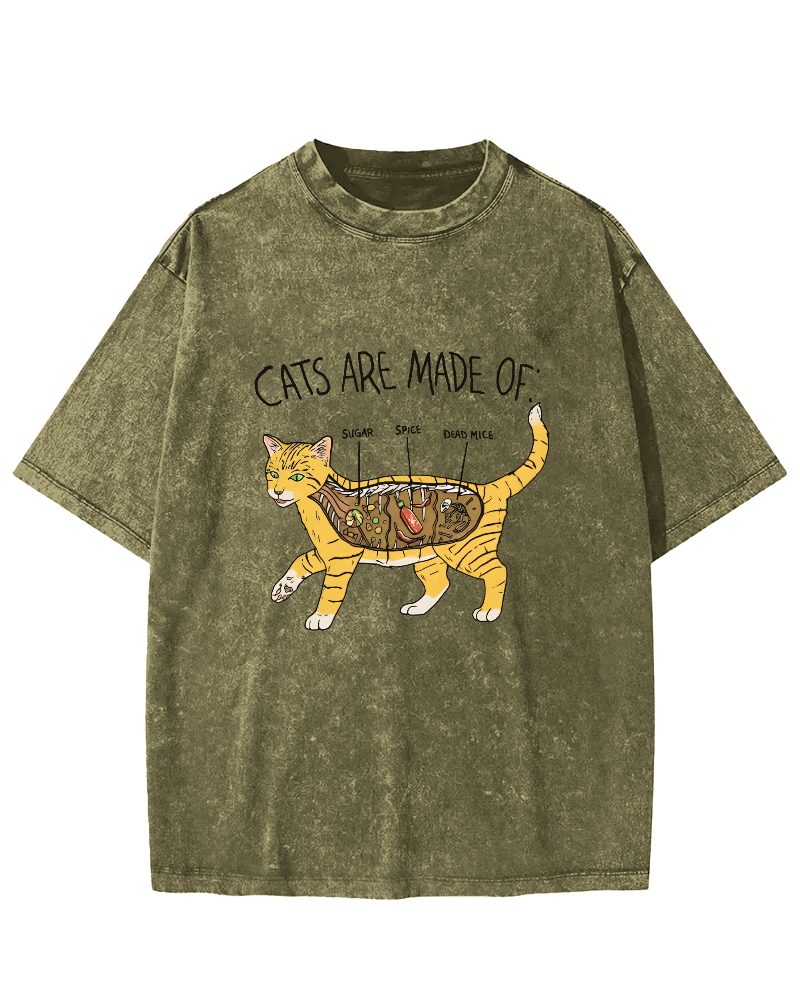 Abstract Cat Japanese Wash T-shirt-Zazasy