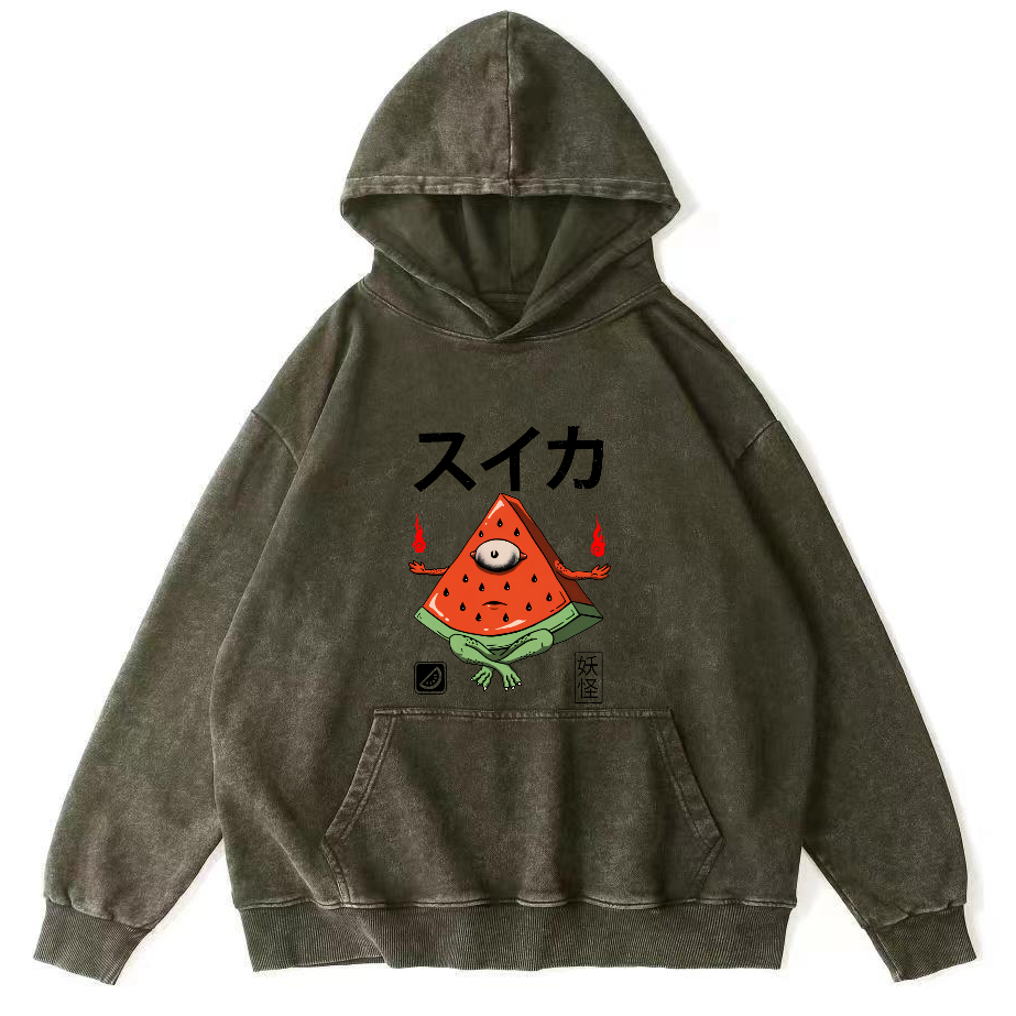 Watermelon Monster Japanese Vintage Distressed Hoodie-Zazasy