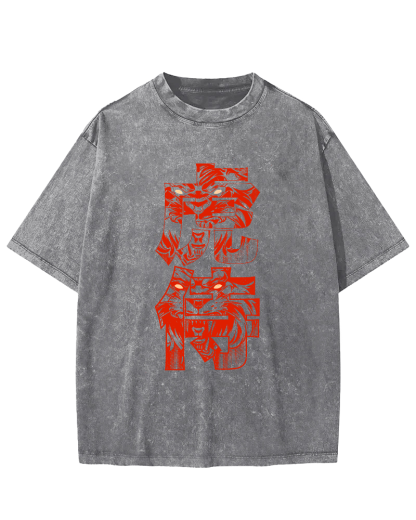 Tiger Attendant Japanese Style Vintage Distressed T-shirt-Zazasy