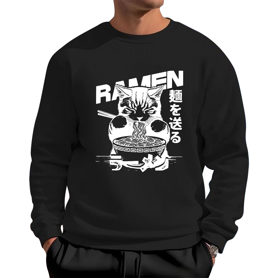 Ramen Cat Cotton Pullover Sweatshirt