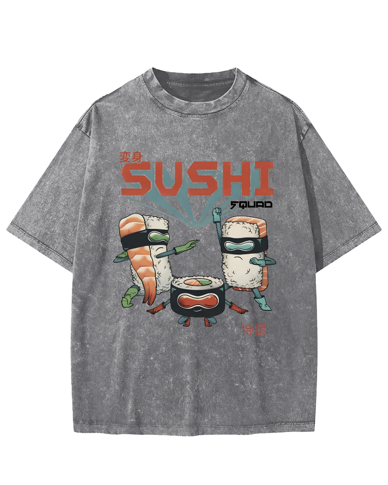 Tokyo Sushi Vintage Washed T-shirt-Zazasy