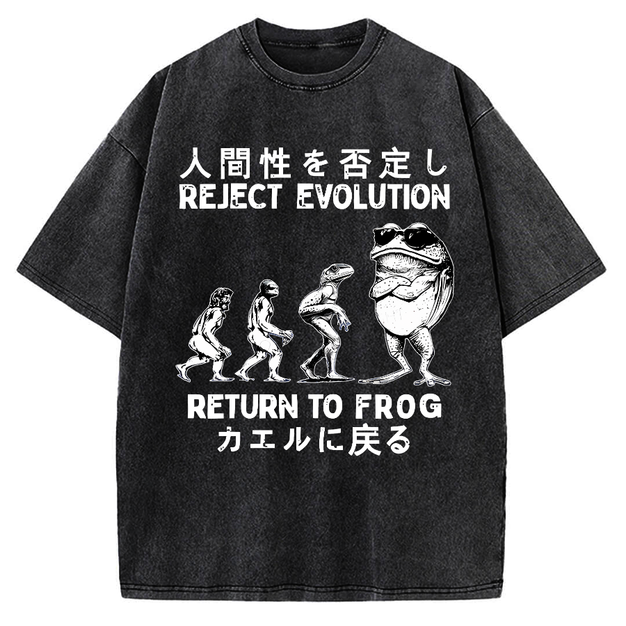 Reject Evolution Return To Frog Funny Vintage Washed T-shirt