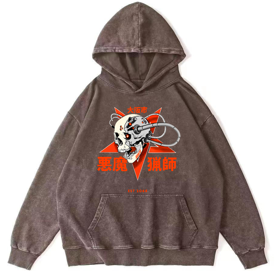 Demon Mechanic Japanese Vintage Distressed Hoodie-Zazasy