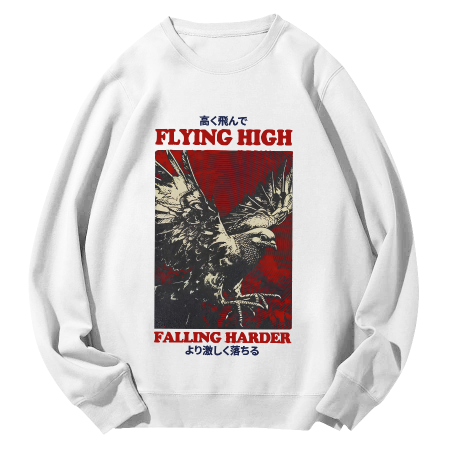 Flying Higher Falling Harder Round Neck Sweatshirt-Zazasy