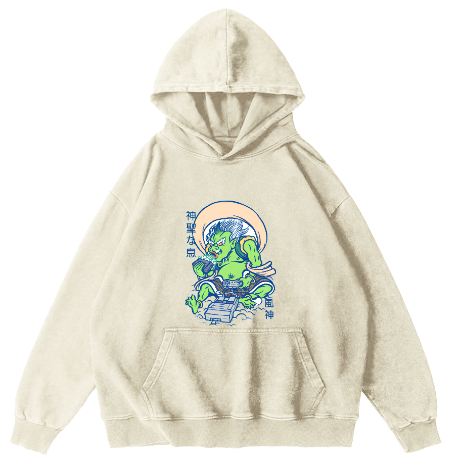 Cartoon Japanese Monster Vintage Distressed Hoodie-Zazasy