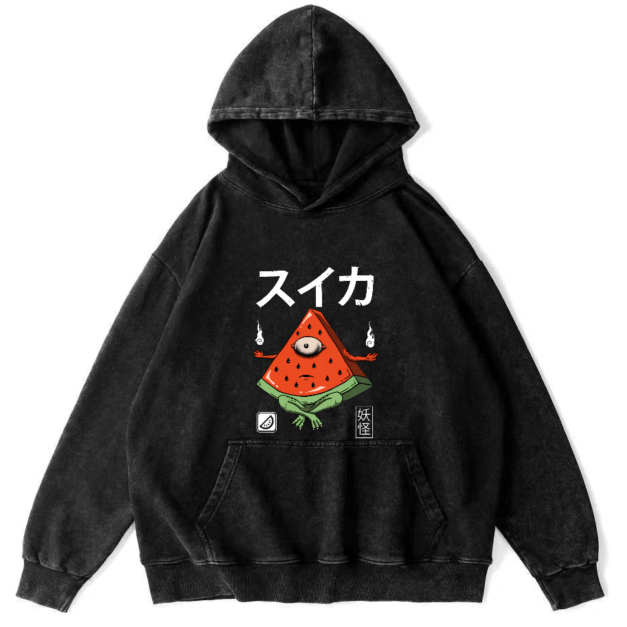 Watermelon Monster Japanese Vintage Distressed Hoodie-Zazasy