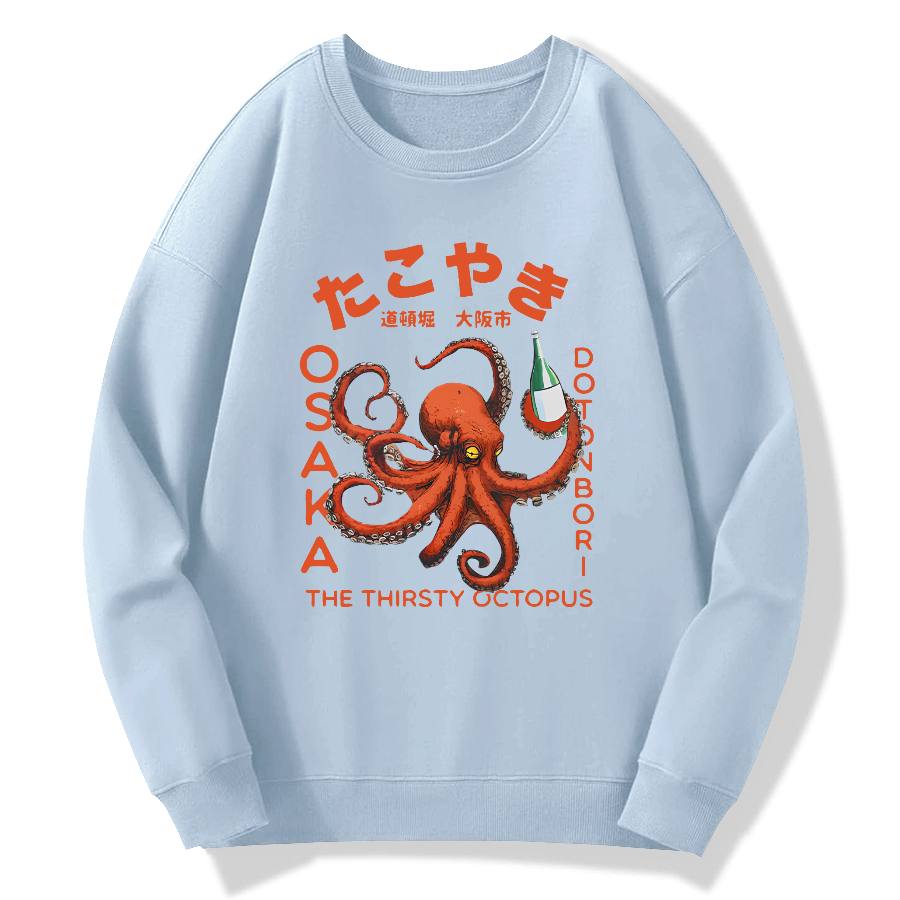 Osaka City Octopus Cuisine Cotton Pullover Sweatshirt