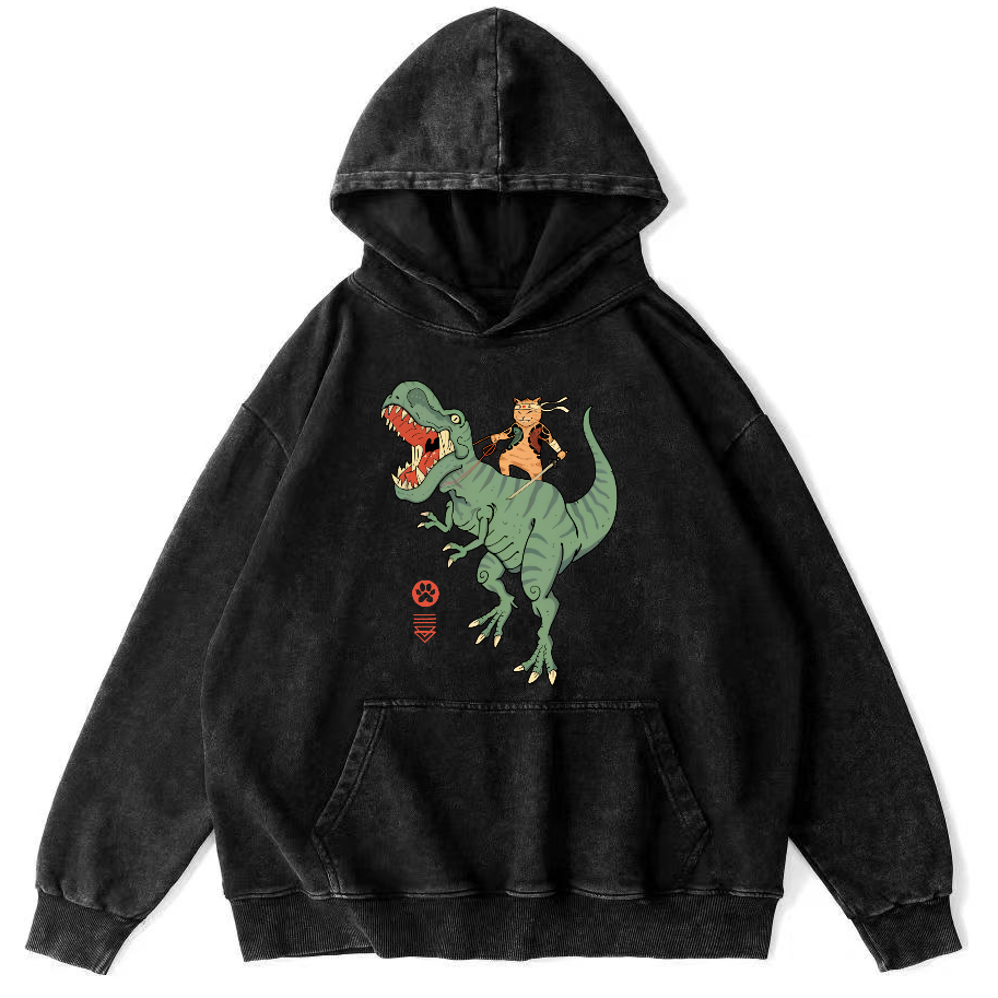 Samurai in Battle, Japanese Style Vintage Distressed Hoodie-Zazasy