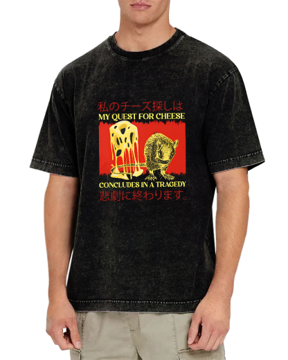 Retro Mouse Japanese Text Vintage Distressed T-shirt-Zazasy