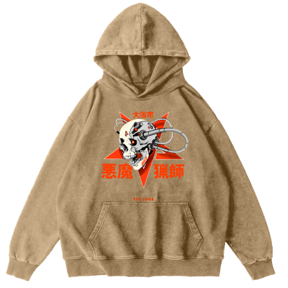 Demon Mechanic Japanese Vintage Distressed Hoodie-Zazasy